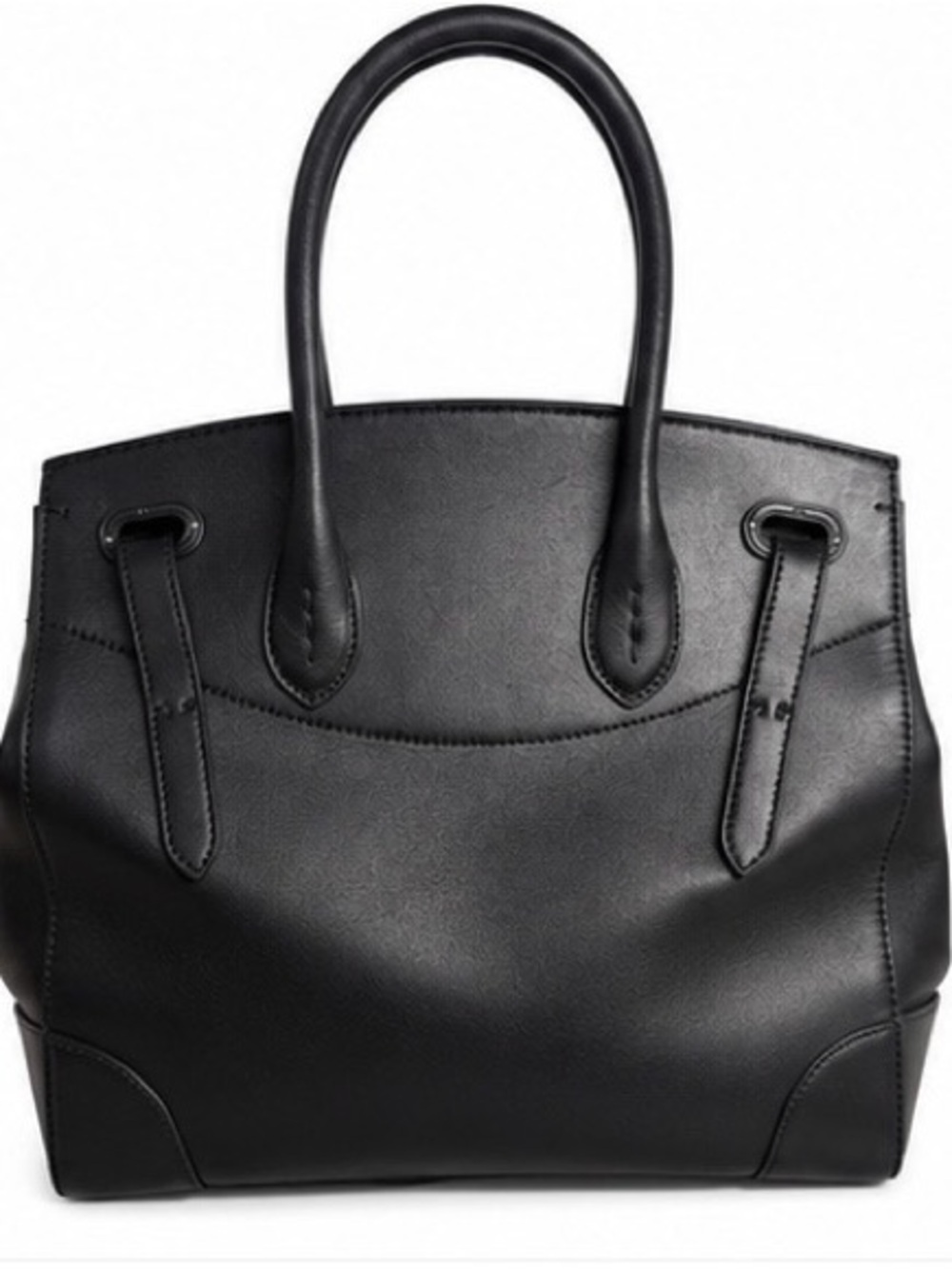 Ralph Lauren Ricky 33 Black Soft Calfskin Leather Satchel Made in Italy - Picture 2 of 12